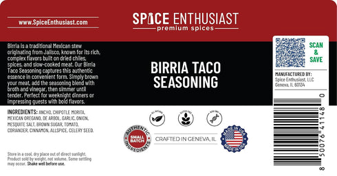 4 oz Spice Enthusiast Birria Taco Seasoning