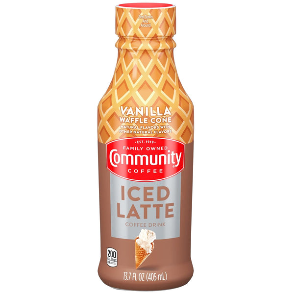 Community Coffee Vanilla Waffle Cone Iced Latte Ready To Drink, 13.7 Ounce