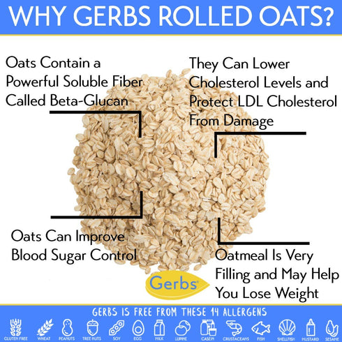 4 lbs. 14 Gerbs Gluten-Free Traditional Rolled Oats | Premium Grade, Resealable Bag | Hearty Texture, Ideal for Baking