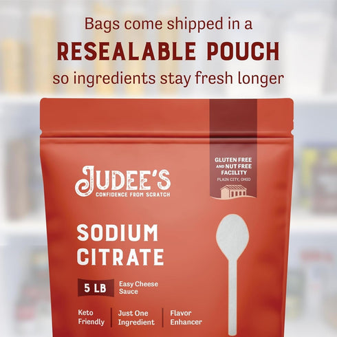 80 Oz Judee's Gluten Free Sodium Citrate Powder - Keto-Friendly, Nut-Free Cheese Emulsifier - Bulk Sodium Citrate