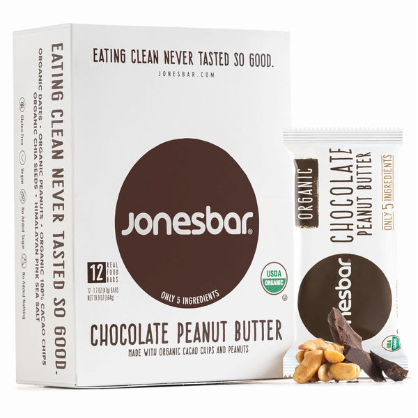 JONESBAR Organic Plant Based Protein Bars | Chocolate Peanut Butter | Fruit