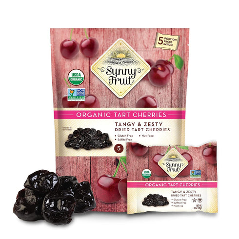 6 (30 Packs) Packs Sunny Fruit Soft Organic Dried Tart Cherries - Bags Individual Portion | No Preservatives | Healthy