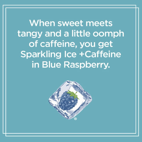 Vallary 16 Oz (Pack 8) Water, Sparkling + Caffeine Blue Raspberry, with Antioxidants and Vitamins, Zero Sugar, Fl