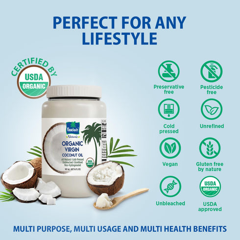32 Oz "Parachute Naturalz Organic Virgin Coconut Oil | Cooking Oil, Hair Oil, Body Oil & Oil Pulling | Cold Pressed |