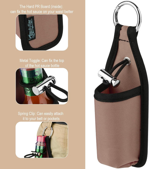 Beautyflier 2oz/60ML Hot Sauce Sleeve Holder, Portable Bottle Belt Holder for Tabasco, Sriracha & Cholula, for the Hot