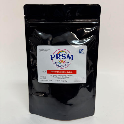 PRSM Sugar Co, LLC 14 1lb. PRSM Sugar Co, Bright Orange Confectioner's AA Sugar, Dye Free, Allergen Free
