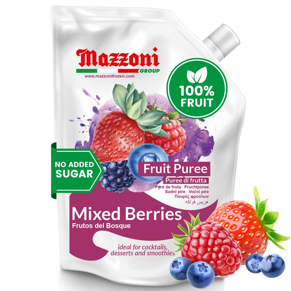 Mazzoni - Mixed Berry Juice Puree, 100% Pure Forest Berries (Strawberry, Blueberry,