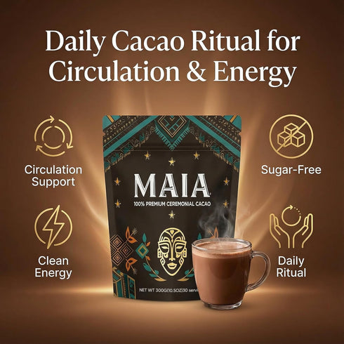 Wdvpue 100% Maia Ceremonial Cacao - Pure Natural, Enhanced with Flavanol, Theobromine, Magnesium & Natural Flavonoids