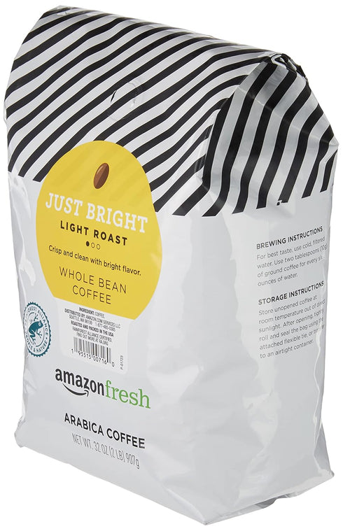 Amazon Fresh 32 Oz , Just Bright Whole Bean Coffee Light Roast