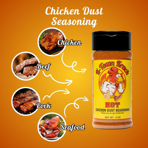 K-Town Krack Hot Chicken Dust Seasoning, 5 oz - All-Purpose Spice Rub for Chicken, Beef, Pork, Fish