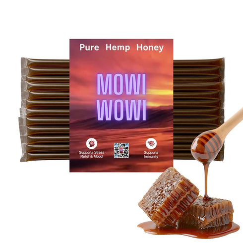 MOWI WOWI Hemp Honey Straws - 100% USA Pure, Raw, Unfiltered Honey - Infused