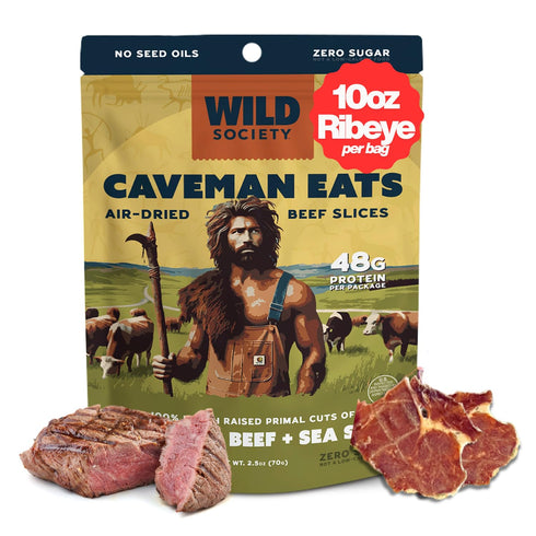 Wild Society - Caveman Eats - Grass Fed Ribeye Steak Slices -