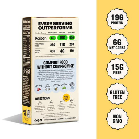 20g (6g 8 Pack 3 Kaizen Spanish Protein Rice, Protein, Low Carb Net Carbs), Keto-Friendly, Gluten-Free, Made