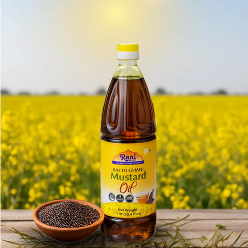 33.8 (1 100% Rani Mustard Oil (Kachi Ghani) Ounce Liter) NON-GMO | Gluten Free | Vegan | Natural | Kosher