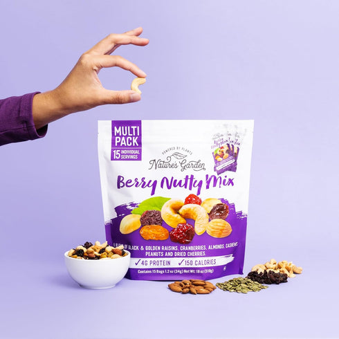 18 (1.2 15 count) Natures Garden Berry Nutty Mix, Single Serve Bags - Ounce Ounce x