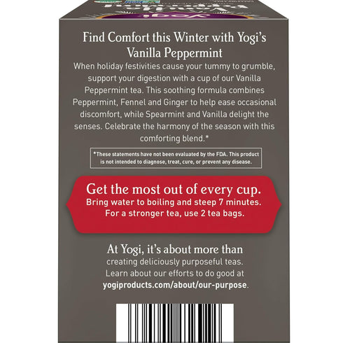 16 Pack (4 Packs) Yogi Tea Vanilla Peppermint - Bags per - Herbal Peppermint Vanilla to Support Healthy Digestion