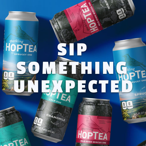 PACK 16fl oz (Pack 12) Pack HOPLARK Sparkling HopTea The RELAX Tall cans of Sampler Variety with Chamomile, Hibiscus