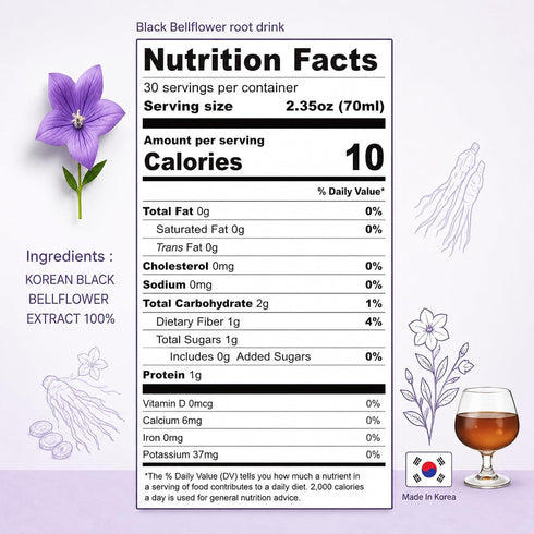 100% (30 TERRAPICK Korean Black Bellflower Extract Premium Root Juice for Lung & Throat Health, Korean-Grown Black