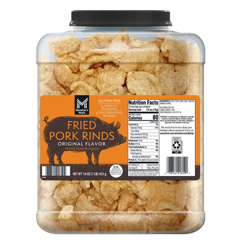 HomeRoots 16 oz 48 oz Member's Mark Original Fried Pork Rinds + Member's Mark Natural Shelled Walnuts Keto & Low-Carb