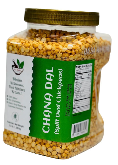 DESI KITCHEN AUTHENTIC INDIAN PRODUCTS 3.5lb (1.589 Desi Kitchen Chana Dal - Kg) Split Desi Chickpeas | Premium