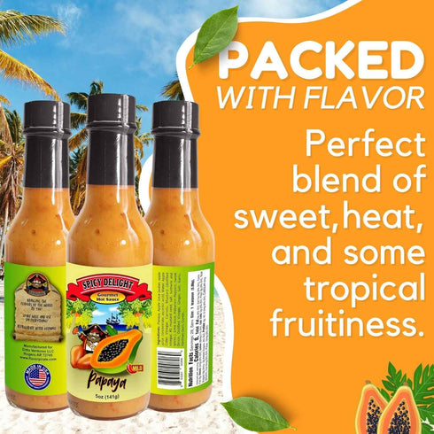 Spicy Delight Aruba Hot Sauce by Flavor Pirate, 5 oz, Made with Habanero Pepper, Papaya, and Spices, Gluten Free, Vegan