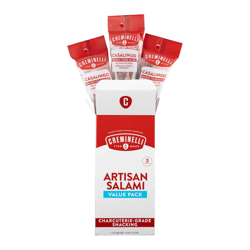 Creminelli Casalingo Salami, (3 count, 5.5oz), Humanely Raised Pork*, No Added Nitrates