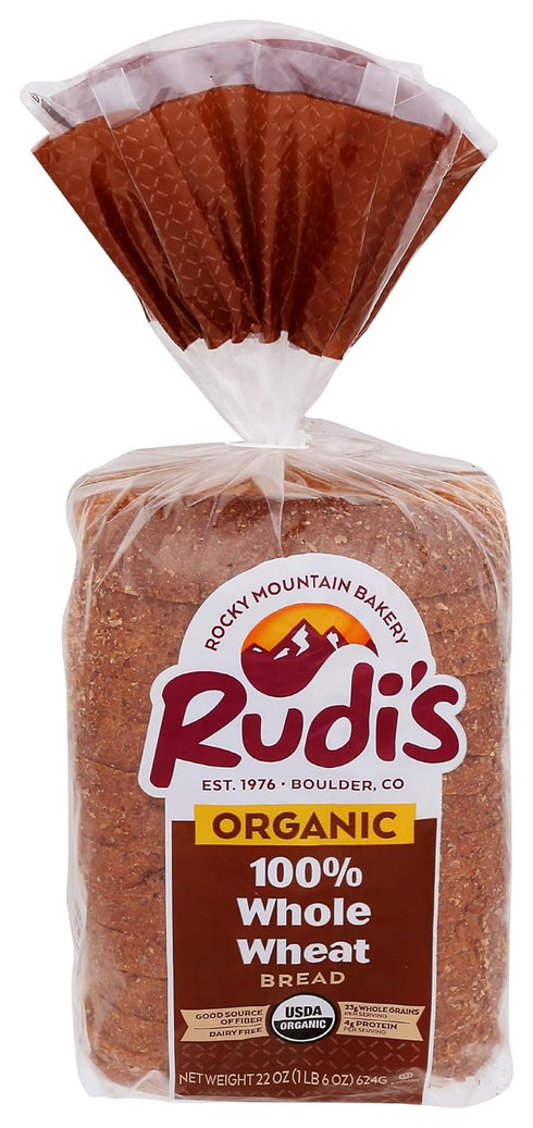 Rudis BAKERY Organic 100% Whole Wheat Sliced Bread, 22 OZ