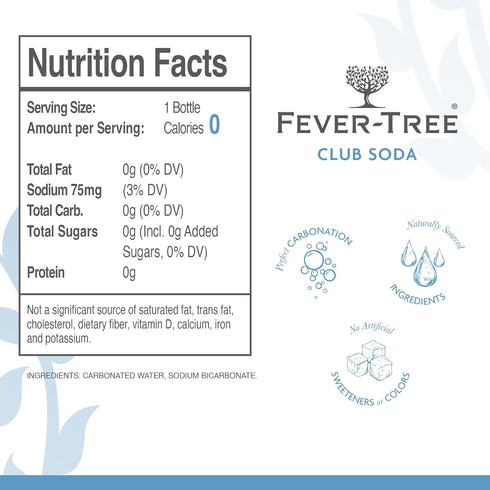 16.9 Oz (8 Count) Fever-Tree Premium Club Soda, Fl Glass Bottle