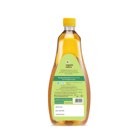 (1 3 Organic Tattva Cold Pressed Mustard Oil Litre) - Fresh Unrefined Organic Mustard Oil for Hair, Skin Care