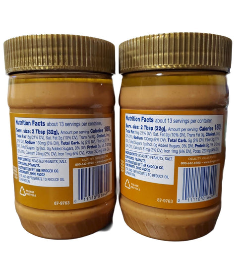 Kroger 15 oz (2 pack) Natural Creamy Peanut Butter