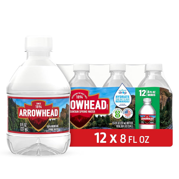 Arrowhead Mountain Spring Water Bottles, 12 Pack - Still Bottled Water with