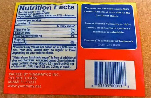 Yummmy 4 Lb, (64 0z) Raw Turbinado Brown Sugar - Azucar Morena, Kosher Certified