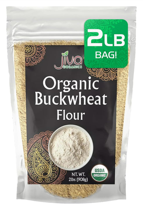 Jiva Organics Buckwheat Flour (Dark) 2 LB Bag - Vegan, Non-GMO, Kuttu,