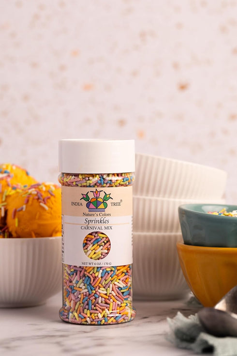 Pastel Rainbow Sprinkles - Dye-Free, Allergen-Free, Plant-Based Colors, 6 oz Jar