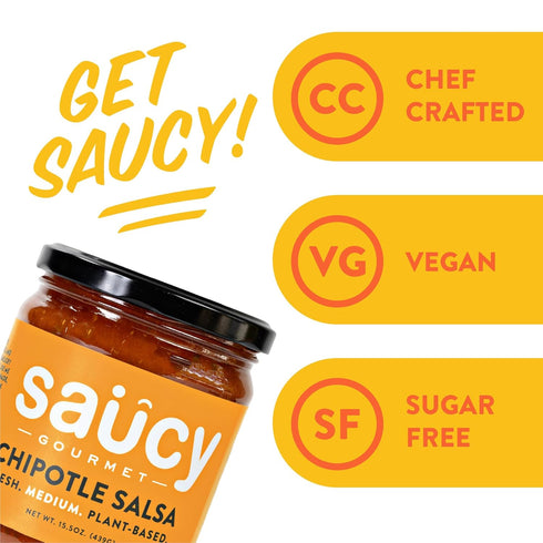 Pack 2 Saucy Gourmet Chipotle Salsa - Chef-Crafted Smoky Mexican Dip with Roasted Garlic & Fresh Ingredients - No Water