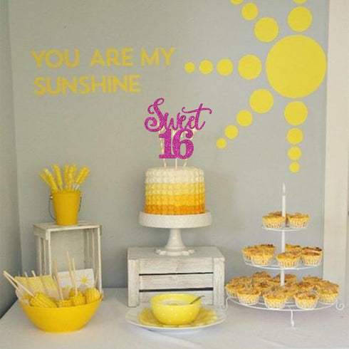 Rsstarxi 1 Pack 16th 16 16 16th Glitter Sweet Cake Topper Glitter Sixteen Sweet Cake Pick Cheers to Years Old Birthday