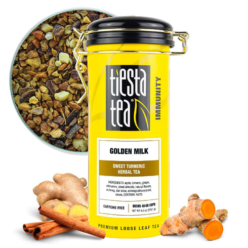Tiesta Tea - Golden Milk, Loose Leaf, Sweet Turmeric Herbal Brew, Non-Caffeinated