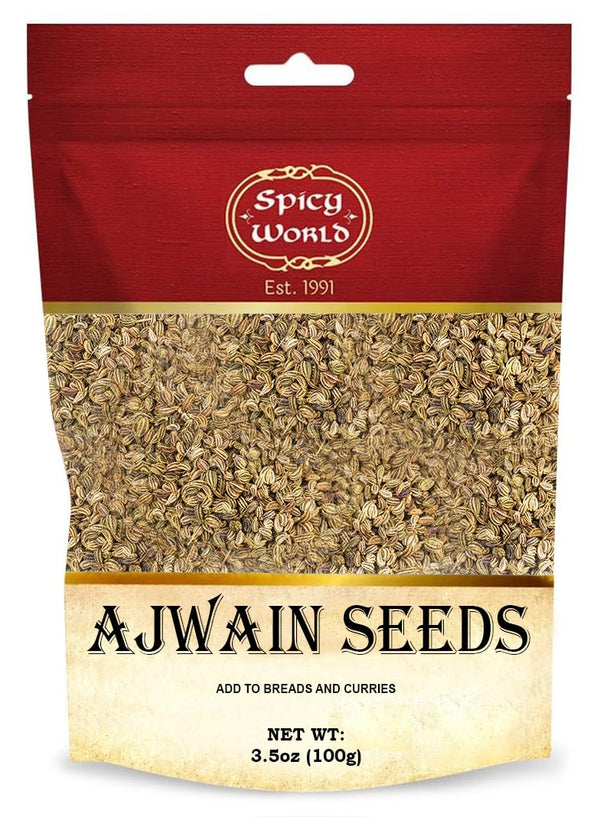 Ajwain Seeds (Carom Seeds) 3.5 oz, Resealable Bag by Spicy World