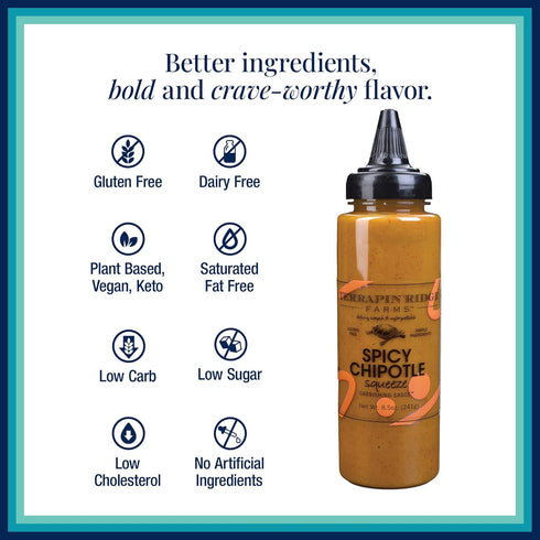 8.5 oz (Pack 2) Terrapin Ridge Farms Spicy Chipotle Garnishing Sauce Smoky & Zesty Sauce for Tacos, Sandwiches, Seafood