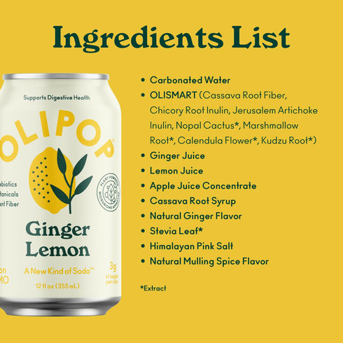 12 oz Olipop Sparkling Tonic, Ginger Lemon