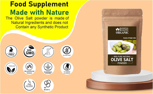Blessfull Healing 100% 100 3.52 oz Organic Olive Salt Powder Pure Natural Gram /