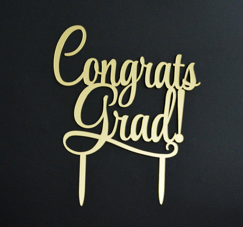 2025 Graduation Congrats Grad Cake Topper - Gold Party Decorations