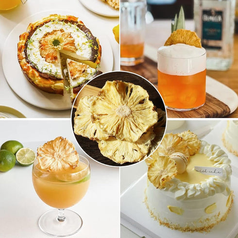 Duwen 1lb /1pound 16oz Dried Pineapple Slices Dehydrated Cocktail Garnish Decor & Edible Pine-apple Fllower No Sugar