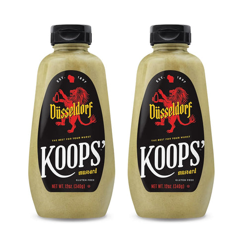 Koops' Dusseldorf Mustard German-Style Bratwurst Mustard, Gluten-Free, Kosher, Made in USA, From