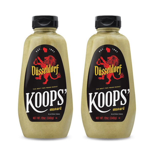 Koops' Dusseldorf Mustard German-Style Bratwurst Mustard, Gluten-Free, Kosher, Made in USA, From