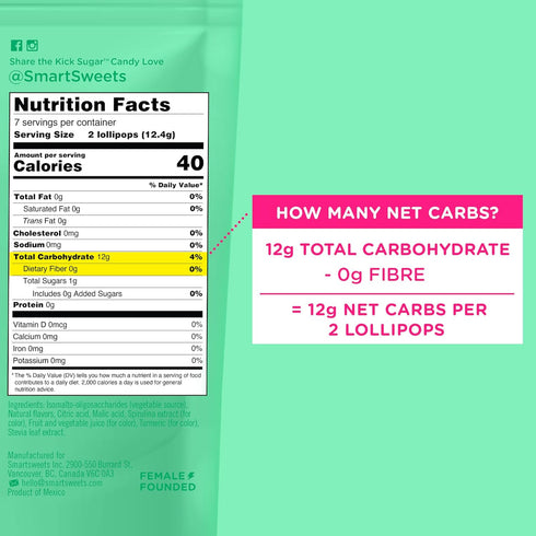 SmartSweets Lollipops - 3oz, Blue Raspberry & Watermelon Flavors, Low Sugar Hard Candy