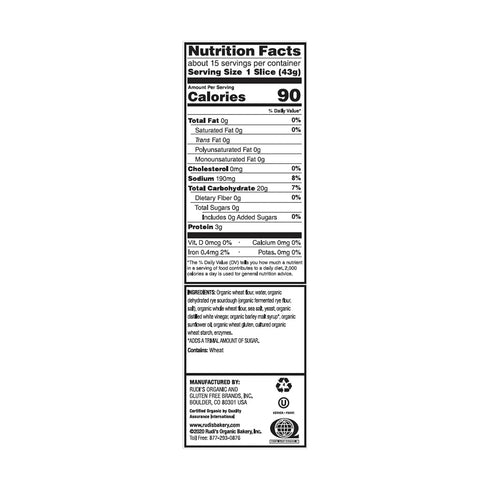 Rudis 22 OZ BAKERY Organic Mountain Sourdough Bread