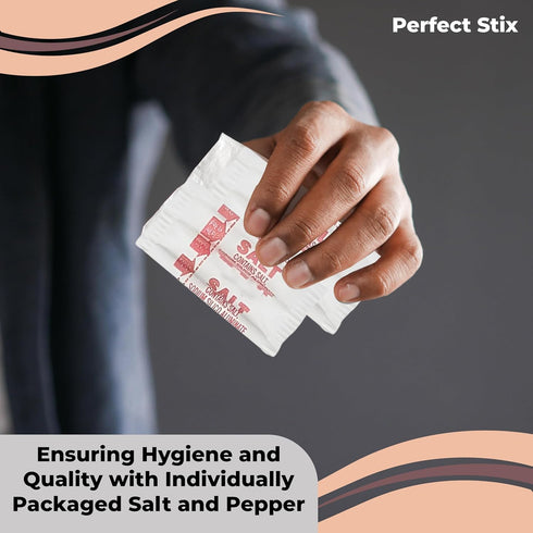 Perfect Stix Salt and Pepper Packets - 200 Packets Combo, 100 of Each