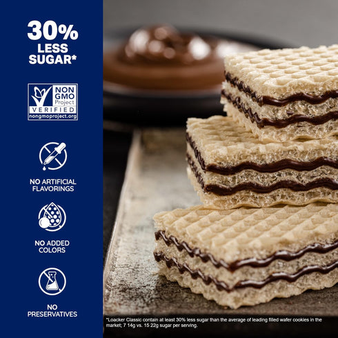Multipack 12 Packs 45g/1.59oz, Pack 12 Loacker Classic Chocolate Wafers - Premium Crispy Wafer Cookies with Chocolate