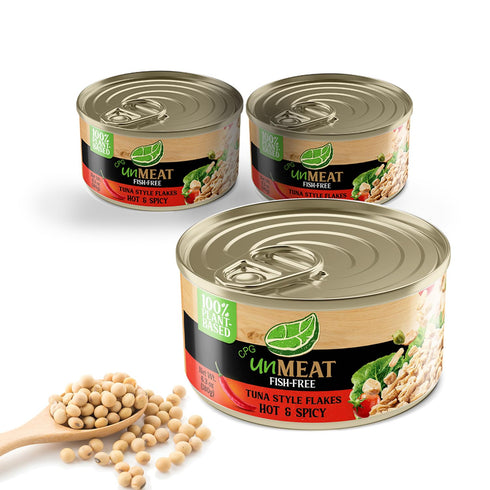 unMEAT Plant Based Tuna Style Flakes Hot & Spicy Vegan Canned Tuna,